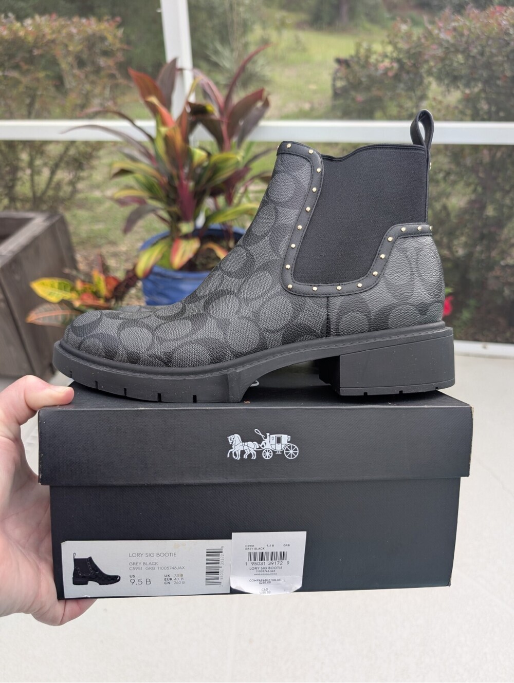 Coach Lory Signature Chelsea Ankle Boots Size 9.5 B Women's Monogram Bootie New